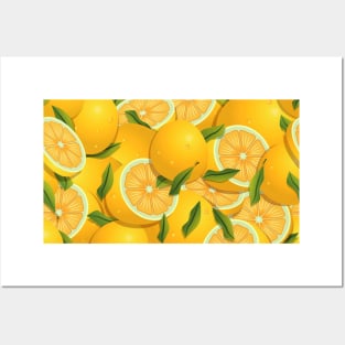 Vibrant tropical Yellow limes pattern Posters and Art